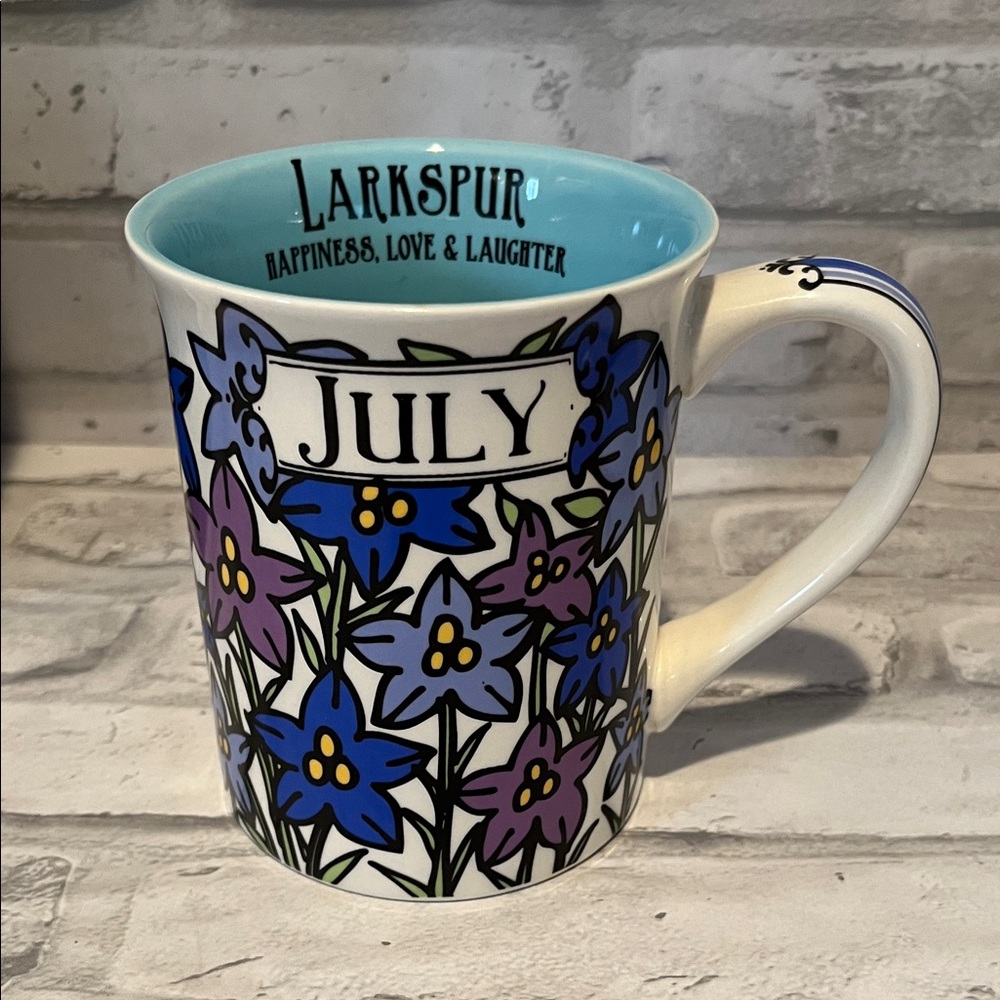 July Floral Landspur coffee  Mug - 15 oz Blue and Purple Laurie Veasey